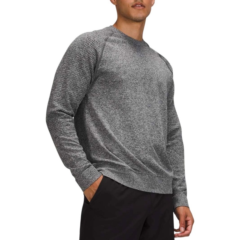 Lululemon Engineered Warmth Long-Sleeve Crew Neck Sweater Grey Merino Wool Sz M